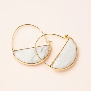 NWT Howlite Stone & Gold Prism Hoop Earrings - Promotes Harmony